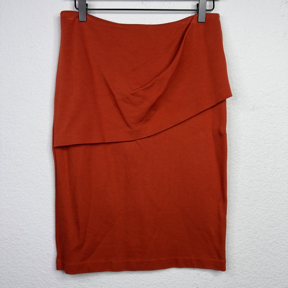 Cabi Skirt Womens 6 Orange Rust Draped Midi Pencil Career Minimalist Classic
